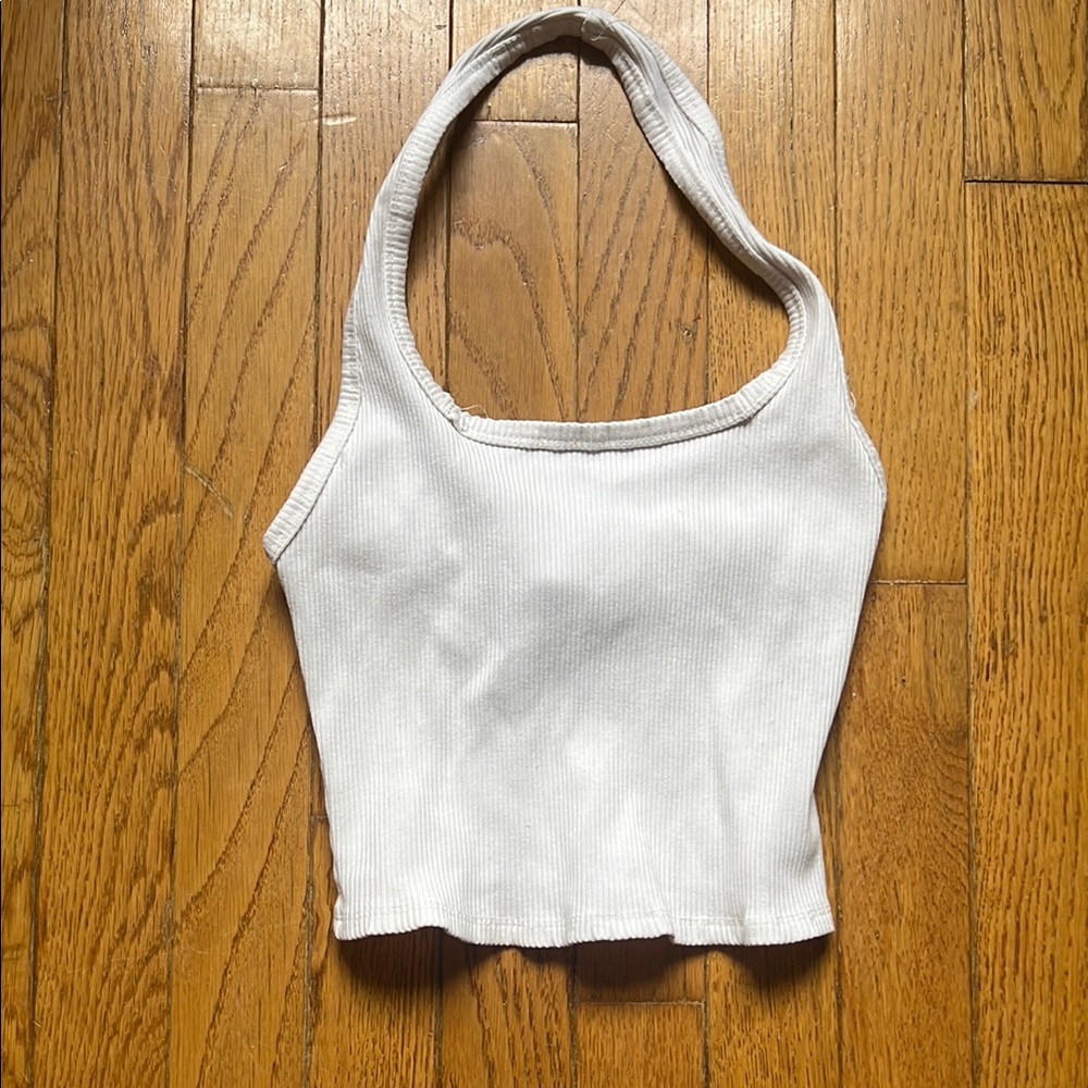 Target White Asymmetrical Sleeveless Crop Tank Top